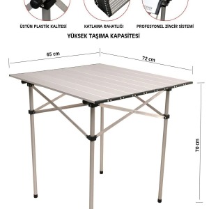 Sekoutdoor Alüminyum Katlanır Masa 4 Kişilik